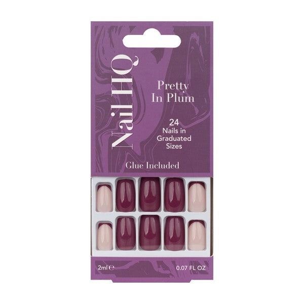 Nail HQ Pretty In Plum square false nails - British product