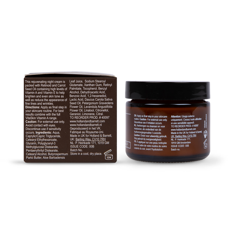 Vitaskin Vitamin A Rejuvenating Night Cream for face care (British brand)