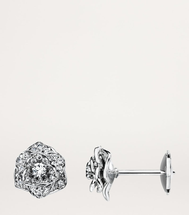 Piaget rose stud earrings 18kt white gold diamonds, UK version