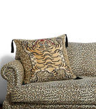 House of Hackney Jacquard Wild Saber Tassel Cushion with leopard print 60cm x 60cm, UK version