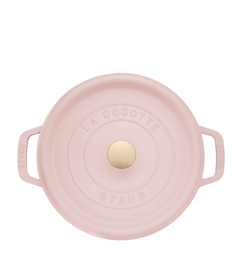 Staub round cocotte 24cm rosy pink - British product