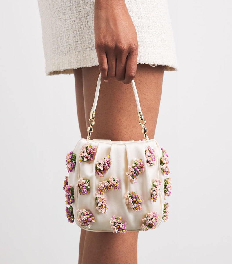 Self-Portrait satin beaded top-handle bag (British brand)
