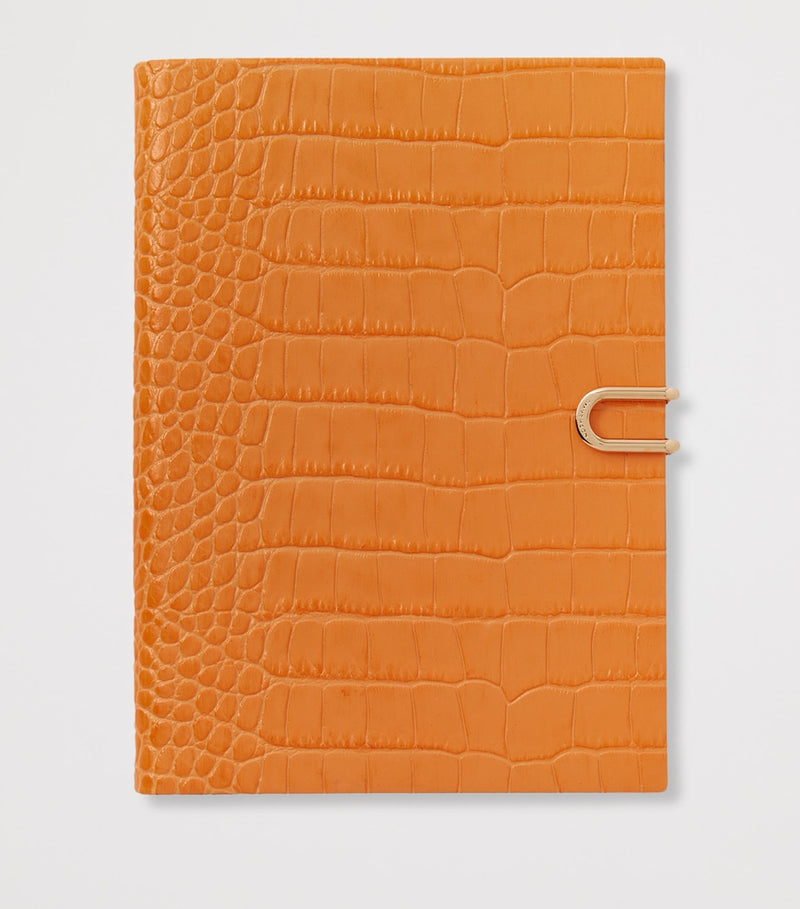 Smythson Mara leather croc-embossed notebook 20cm, imported from the UK