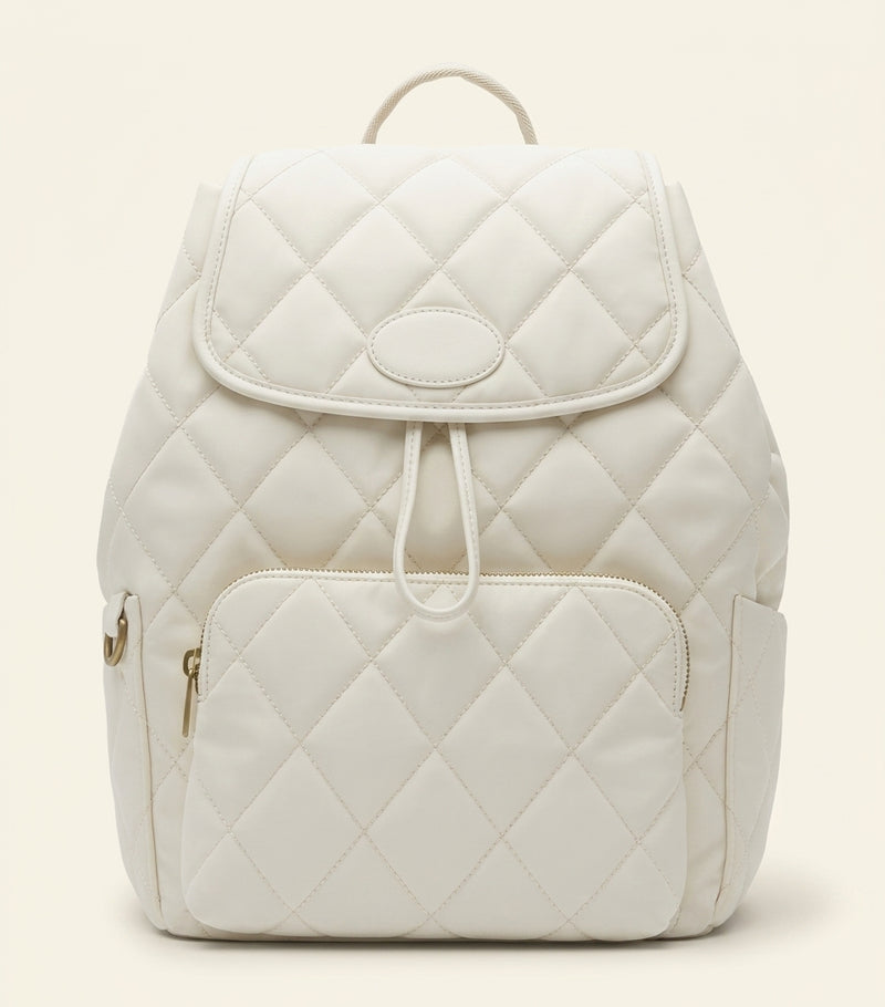 Burberry quilted horseshoe backpack with check straps, UK version