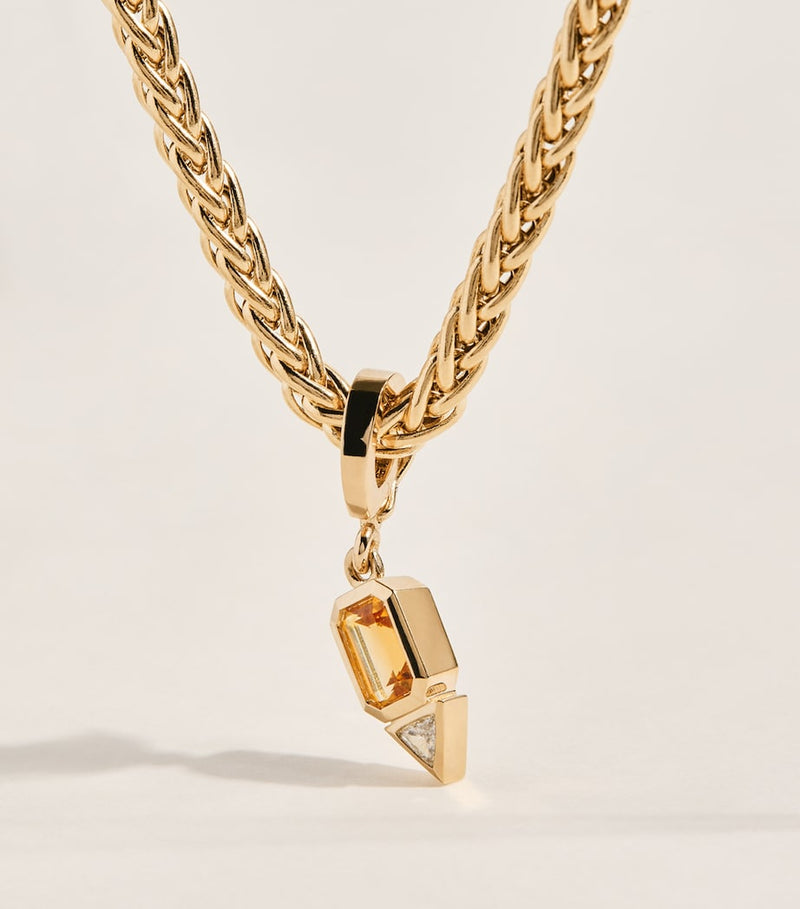 Azlee November charm yellow gold diamond citrine, imported from the UK