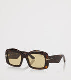 TOM FORD Venetia oversized acetate sunglasses with gold T detail, imported from the UK