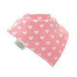 Ziggle Bandana Dribble Bib White Hearts on Pink 0-3 Months (British brand)