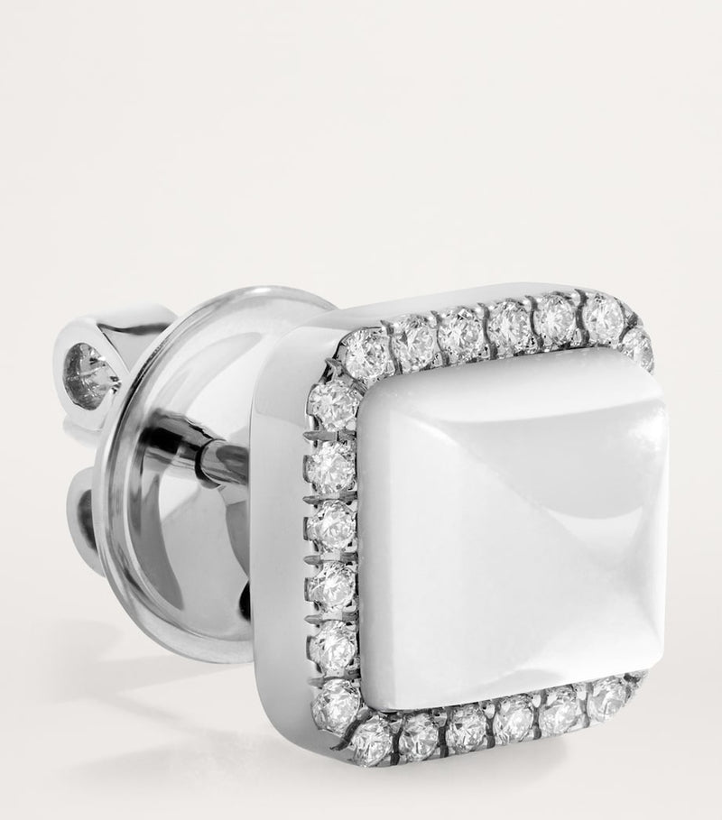 MARLI New York diamond agate pyramid earrings 18kt white gold, UK version