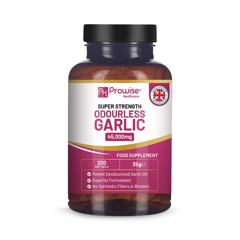 Prowise Healthcare garlic capsules odourless high strength 45,000mg 200 softgels, UK version