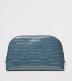 Aspinal of London large leather croc-embossed cosmetic case - British product