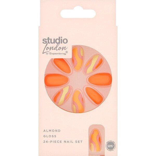 DNR Superdrug Studio London False Nails Orange Swirls