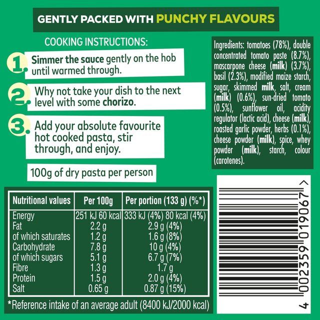 Dolmio Intensify Mild Mascarpone Sundried Tomato & Intense Herbs 400g