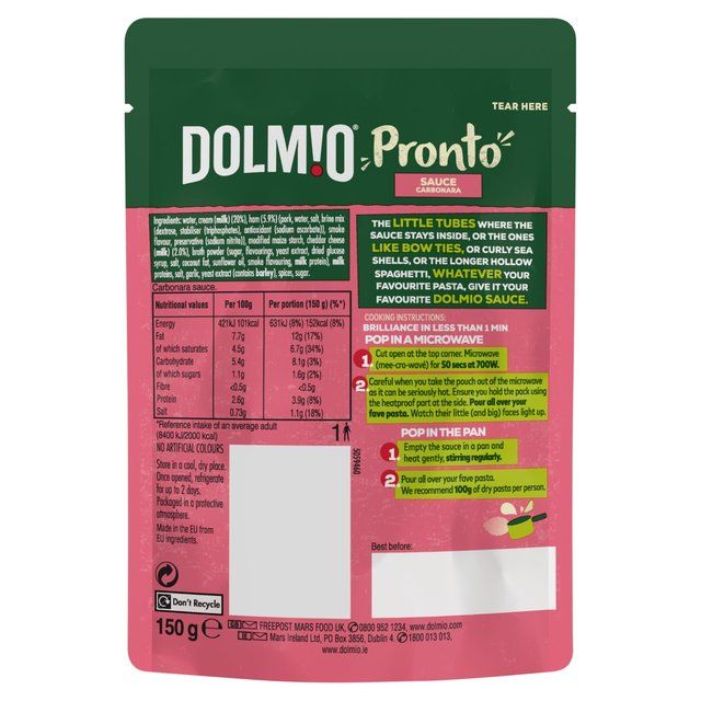 Dolmio Pasta Pronto Carbonara Pasta Sauce 150g