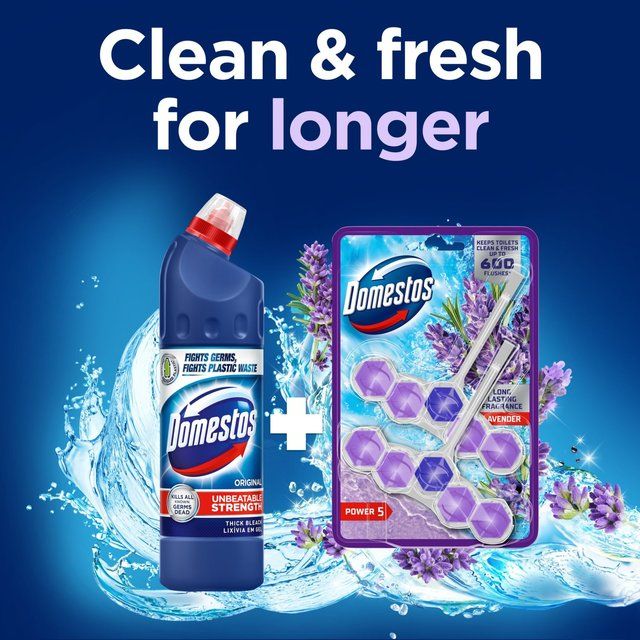Domestos Power 5 Toilet Rim Block Lavender 2 per pack