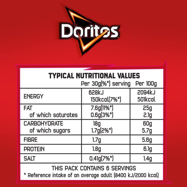 Doritos Chilli Heatwave Tortilla Chips Sharing Bag Crisps 180g