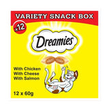 Dreamies Variety Snack Box Cat Treats with Chicken Cheese & Salmon 12 x 60g