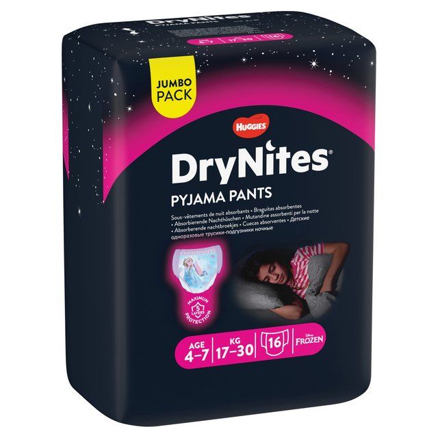 DryNites 4-7 yrs Girls Pyjama Pants Jumbo Pack 16 per pack