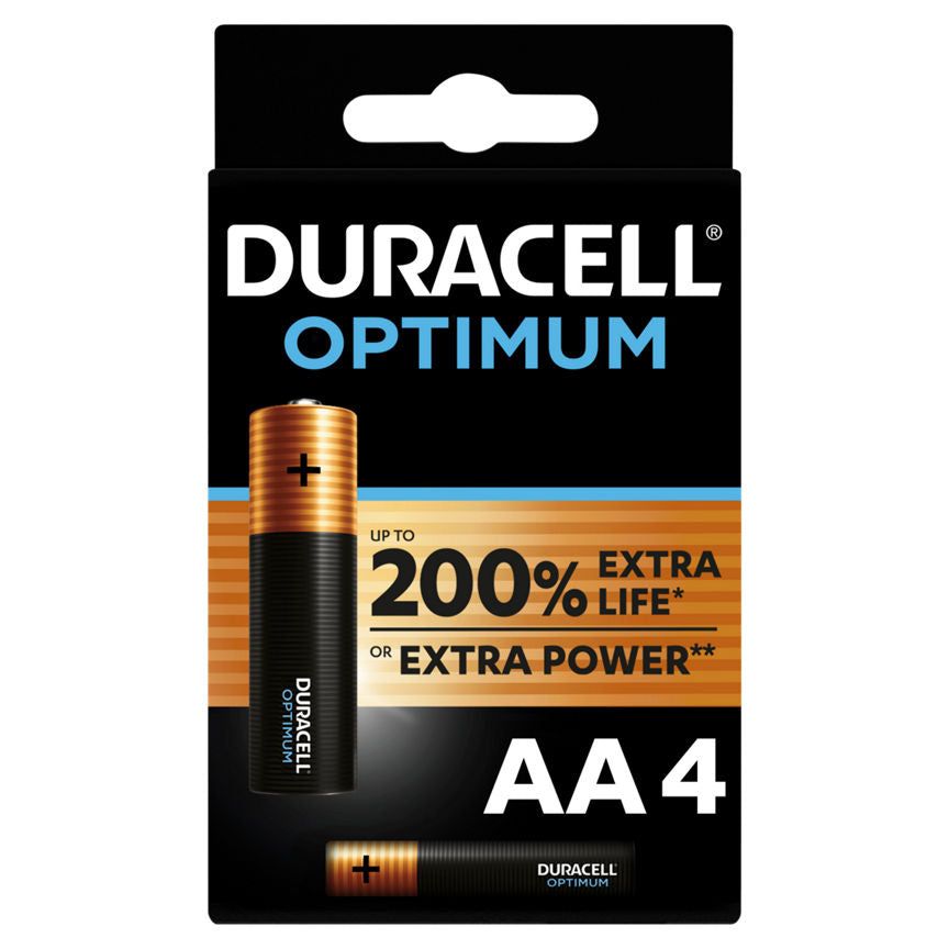 Duracell Optimum Alkaline AA Batteries, pack of 4