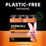 Duracell Plus 100% 9V Alkaline Batteries 4 per pack
