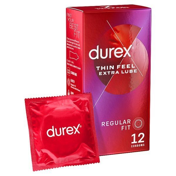 Durex Thin Feel Extra Lube Condoms Regular Fit 12s