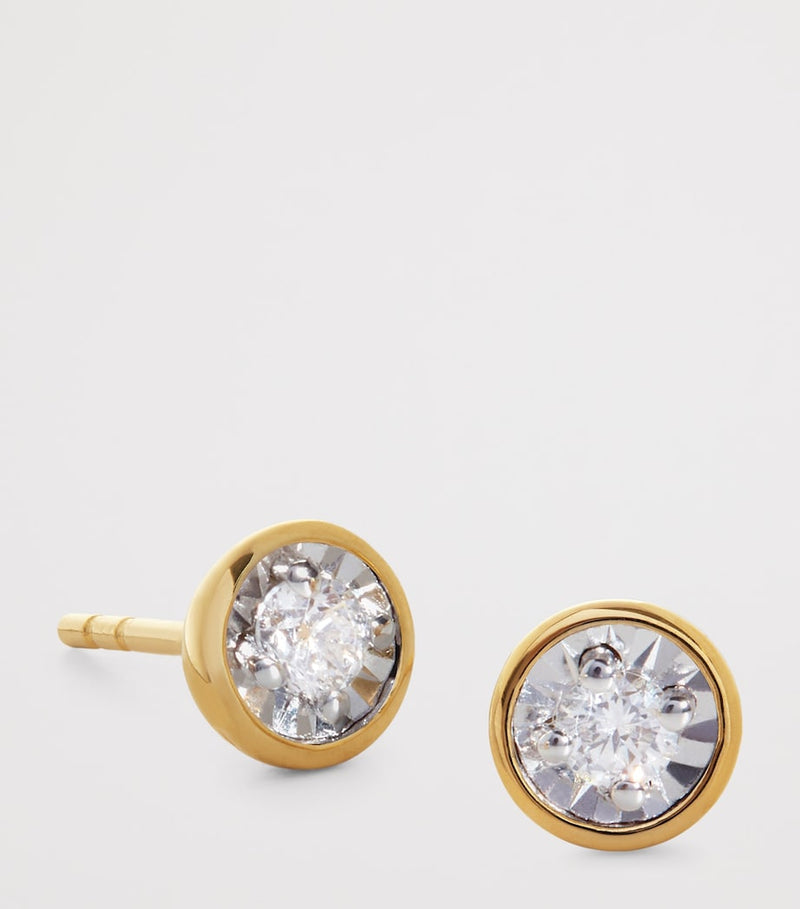 Monica Vinader gold vermeil diamond solitaire stud earrings, UK version