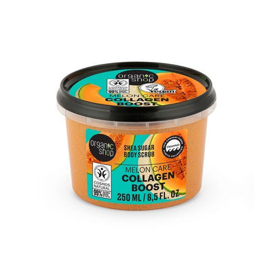 Superdrug Organic Shop Collagen Boost Shea Sugar Body Scrub Melon Care 250ml - Jetzt online bei McGrocer kaufen