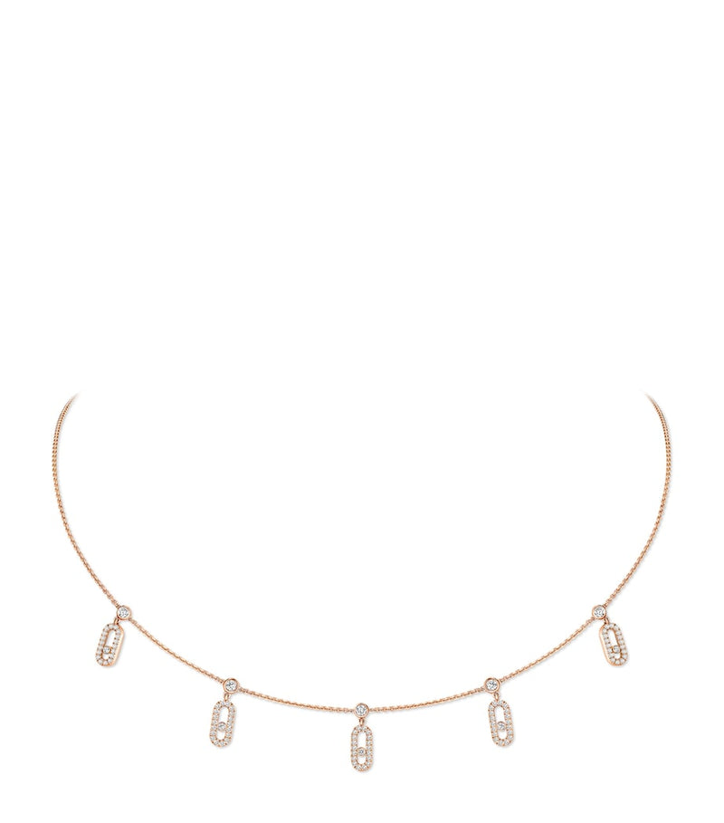 Messika Move Uno pink gold diamond pavé necklace 0.61ct (British brand)