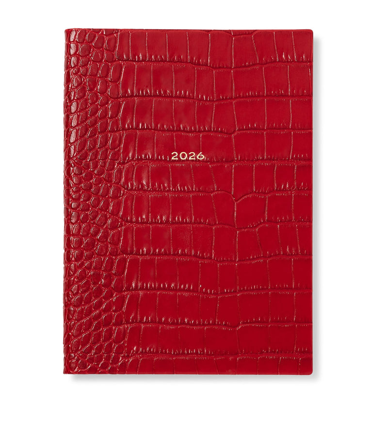 Smythson Mara leather croc-embossed A5 diary (British brand)