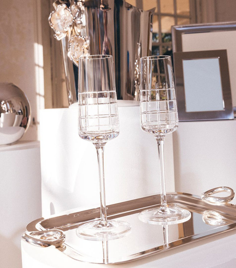 Christofle Graphik Crystal champagne flutes set of 2 170ml - British product