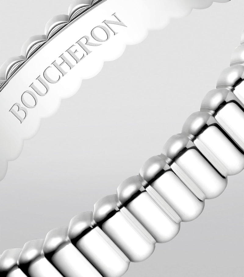 Boucheron white gold grosgrain wedding band, imported from the UK