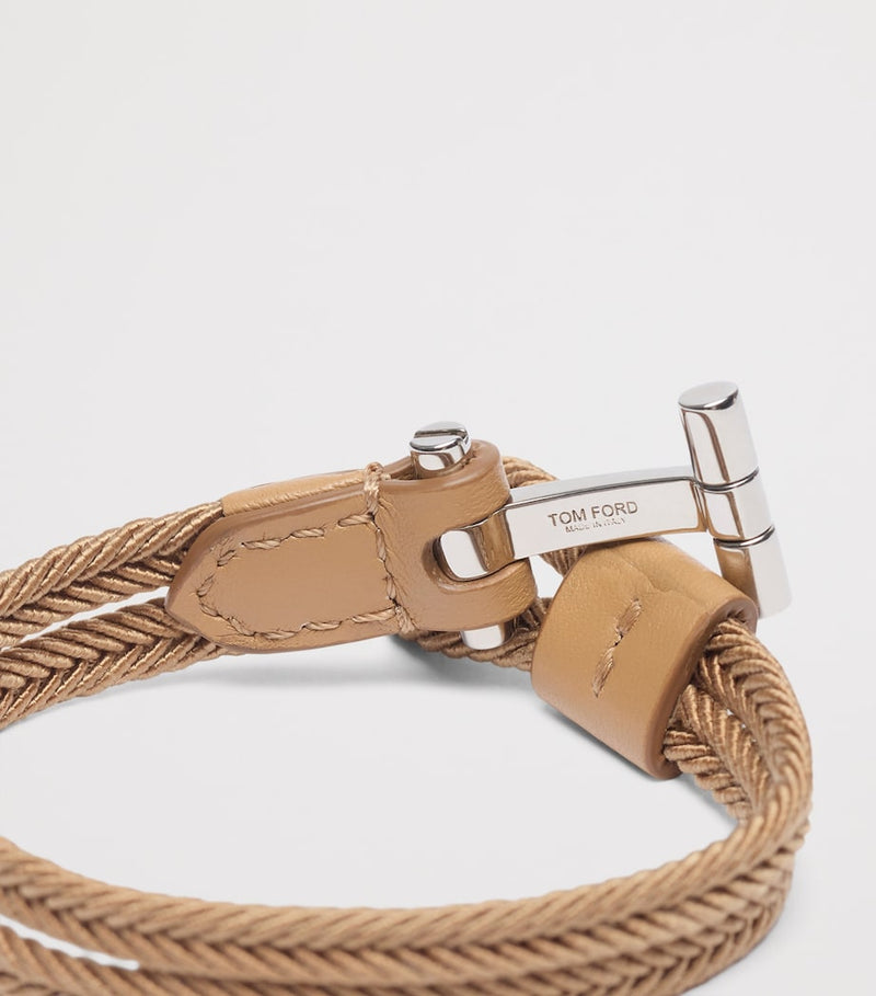 TOM FORD braided bracelet in nylon and calfskin, imported from the UK