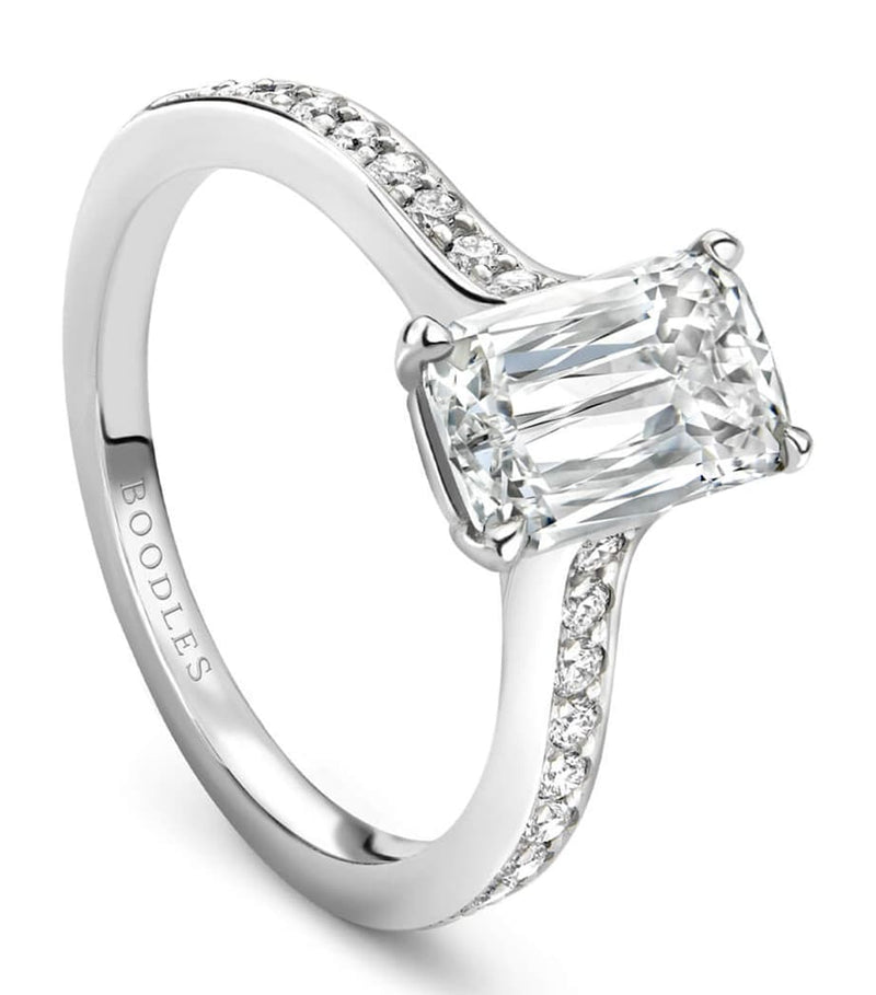Boodles Harmony engagement ring with Ashoka-cut diamond, UK version