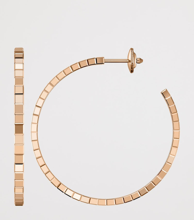 Chopard Ice Cube rose gold hoop earrings 18kt, imported from the UK