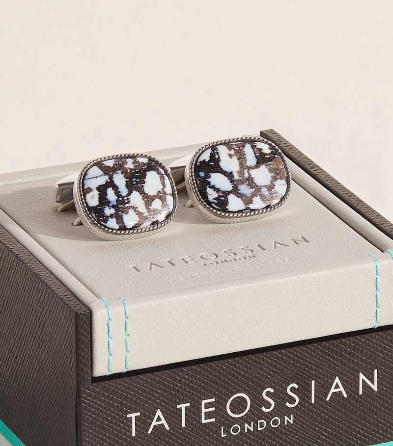 Tateossian sterling silver fossil palm cufflinks, UK version