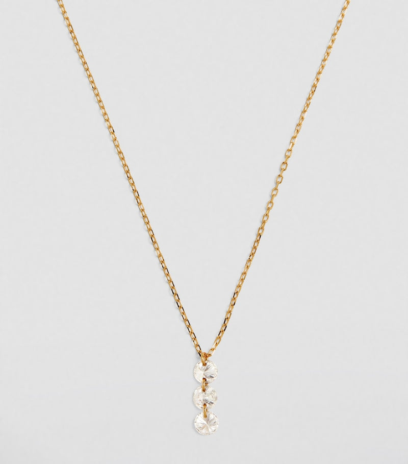 Persée 18kt yellow gold diamond 3-stone necklace - British product