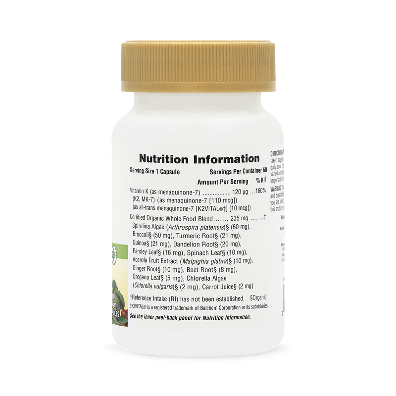 NaturesPlus organic Vitamin K2 120mcg 60 capsules (British brand)