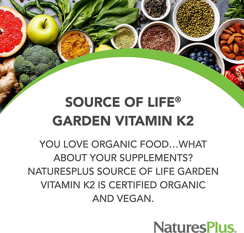 NaturesPlus organic Vitamin K2 120mcg 60 capsules (British brand)