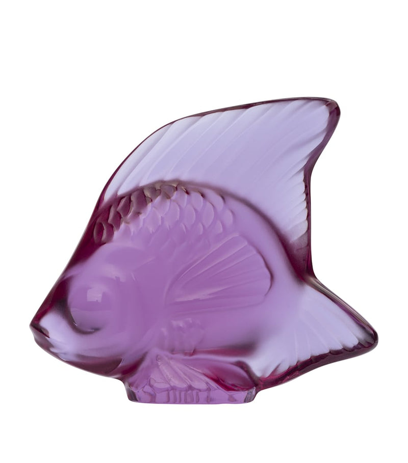 Lalique handmade crystal fish sculpture with satin finish, UK version