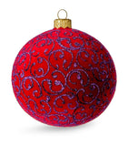 Glass-Blown Hand-Painted Christmas Bauble with Lace Trims