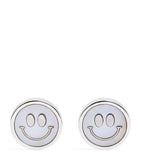 Babette Wasserman rhodium-plated smiley face cufflinks 1.5cm - British product