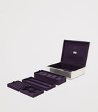 WOLF silver-plated watch and jewellery storage box with removable trays, 25x32x9cm (British brand)