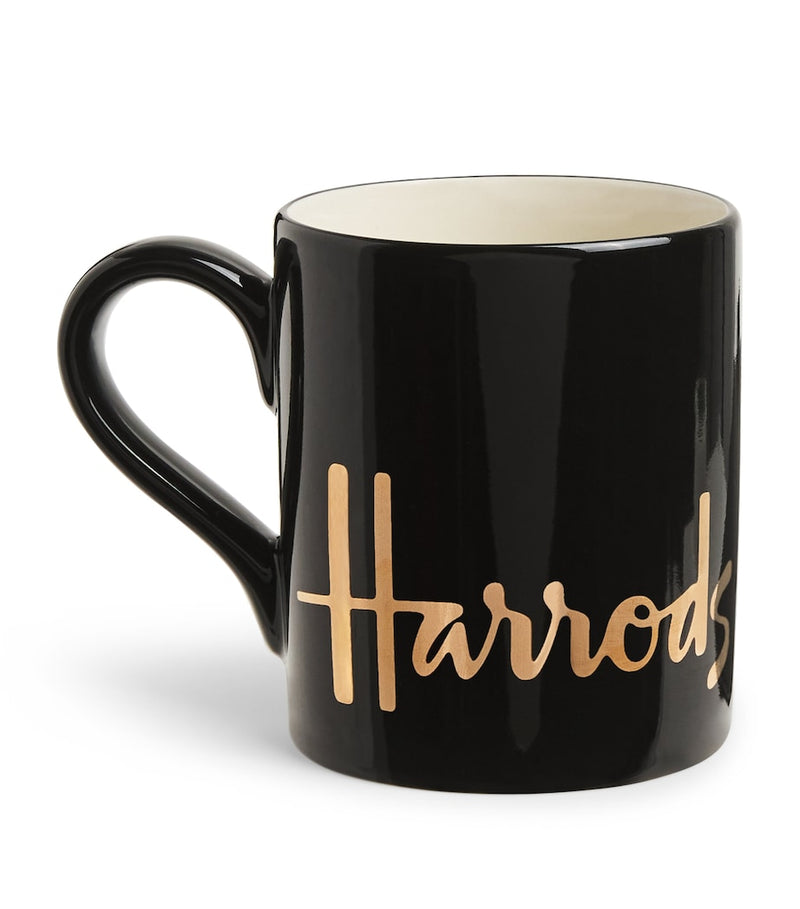 Harrods ceramic mug with gold-foil logo - British product