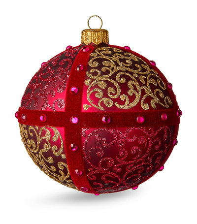 Harrods Glasgeblasene handbemalte Weihnachtsbaumkugel mit Spitzenbesatz - Online bei McGrocer kaufen