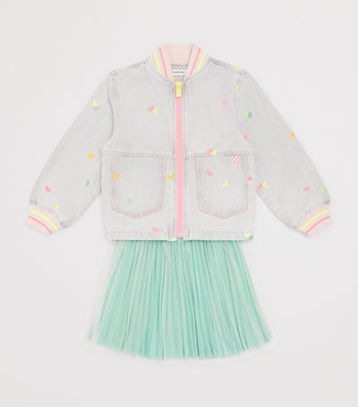 Harrods Barne Brodert Denim Jakke med Neon Kant, Størrelser 2-10 år - Kjøp online hos McGrocer