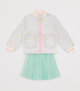 Children's Embroidered Denim Jacket with Neon Trim, Sizes 2-10 Years