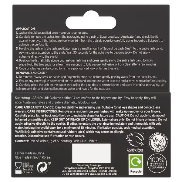 Superdrug False Eyelashes Natural Edition 14 (British brand)