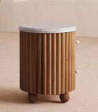 Soho Home Carlisle bedside table solid oak Carrara marble, imported from the UK