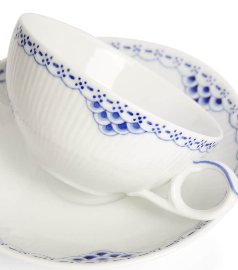 Royal Copenhagen porcelain teacup and saucer set with floral print, 200ml, imported from the UK