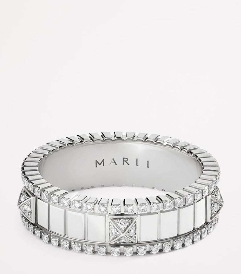 Marli New York white gold diamond spinning ring, UK version