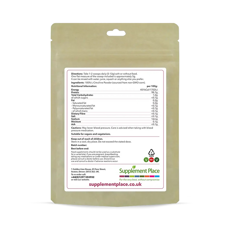 Supplement Place L-Citrulline Powder 250g, imported from the UK